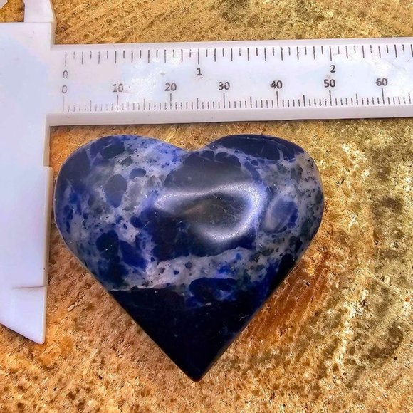 Beautiful Blue Sodalite Stone Carved 2" Heart Palm Stone - Picture 5 of 10